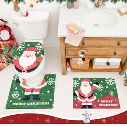GRANNY SAYS Christmas Washable Bathroom Rugs Sets 3 Piece, Winter Bath Mats Non Slip for Christmas