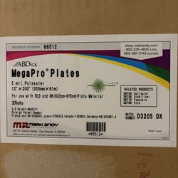 ABDick MegaPro Plate Rolls 5 mil. Polyester - 2xRolls of 12”x200’