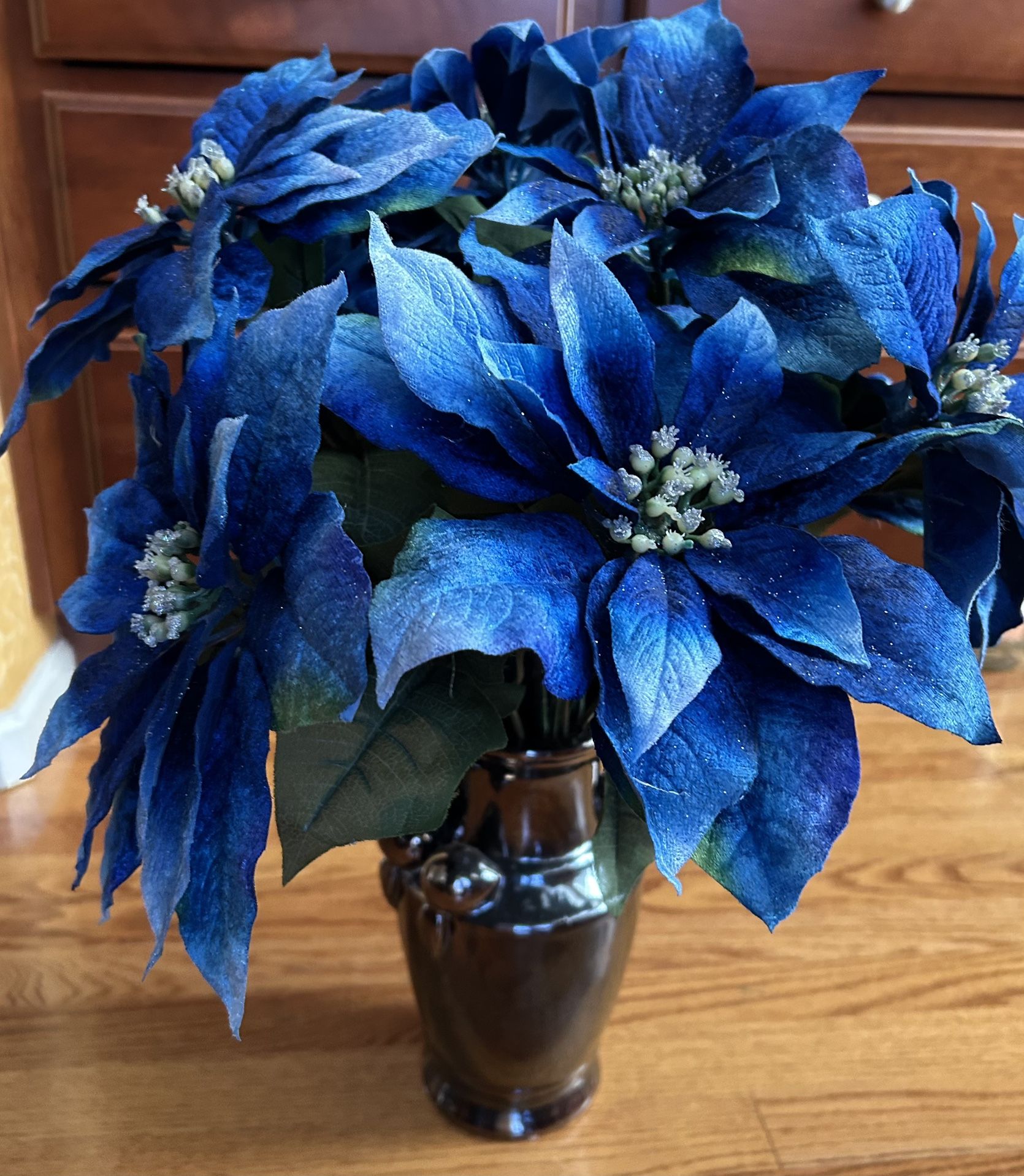 Blue Poinsettias - Beautiful 2 Stems Each With 6 Flowers