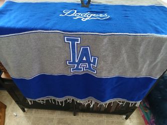LA Dodgers Mexican stitched Poncho Blanket Adult one size Blue & Gray