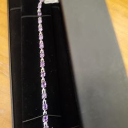 New Beautiful Silver Bracelet With Purple Stones Comes With The Original Box 📦 