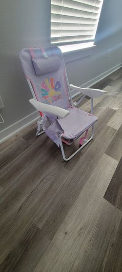 Folding Beach Chair with Headrest and Side Pocket