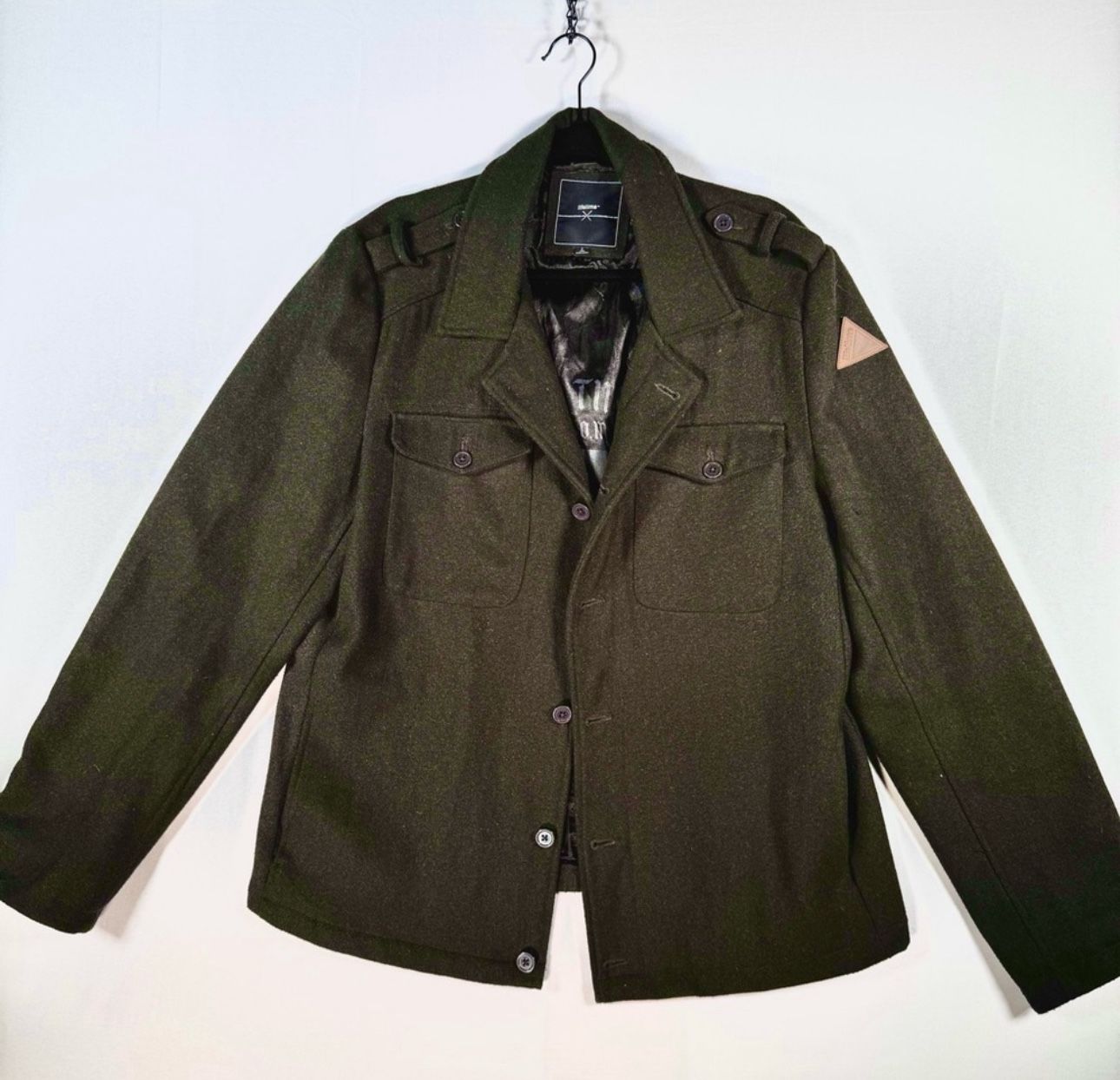 Lifetime Men's Green Wool Blend Military Jacket
