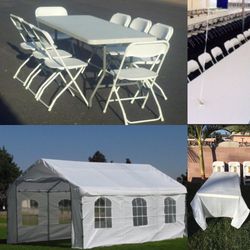 Chairs and tables.