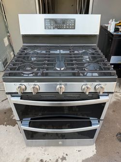 GE profile gas stove stainless steel double oven with AirFry