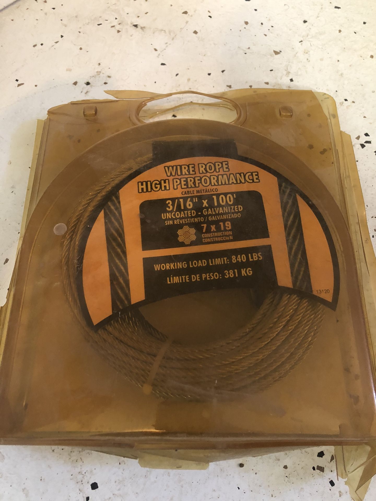 3/16x100 High Performance Wire Rope