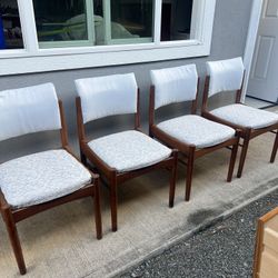 4 solid wood mid-century teak dining chairs  