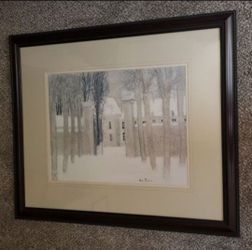 Vintage Andre Brasilier Signed Lithograph "Loupeigne Sous La Niege"
