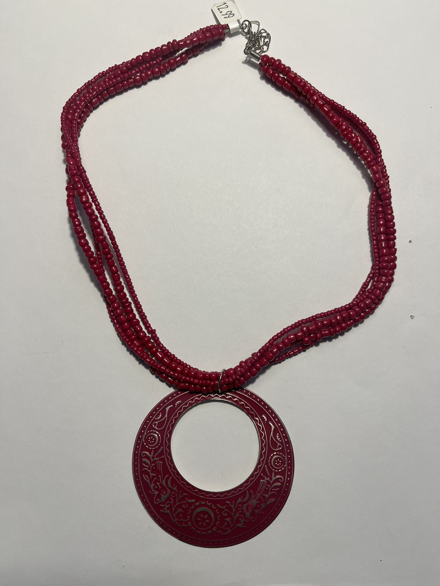 Red Seed Bead Necklace 