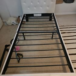 Twin Bed Frame White Leather