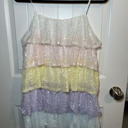 Ruffle Rainbow Sequin Dress
