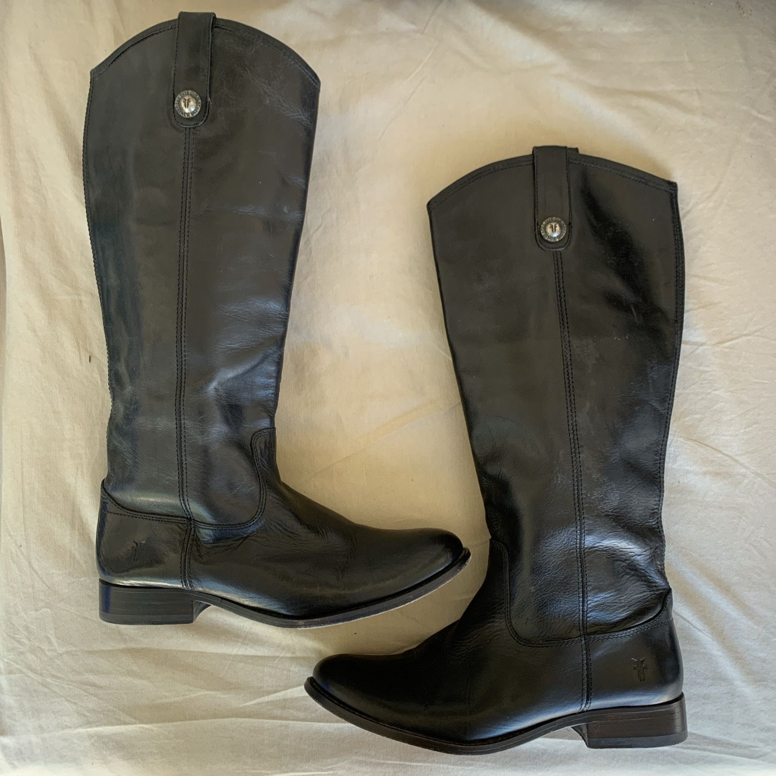 FRYE  BLACK LEATHER RIDING BOOTS - Women’s Size 7.5