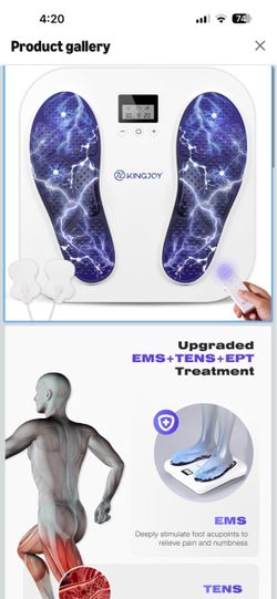 KNQZE EMS Foot Massager for Neuropathy, TENS EMS Foot Nerve Circulation Stimulator for Pain Relief, 10 Modes and 50 Intensities, 4 Body Pads, Relieve