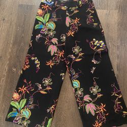 Womans Wide Leg Flower Ankle Pants Size 8 By H&M #4
