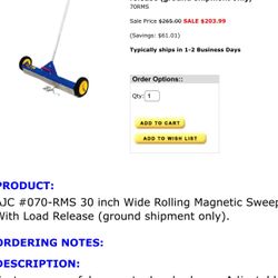 Rolling Magnetic Sweeper 30”