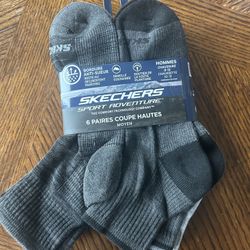 NWT Skechers Men's cushioned high quarter Socks 6 pairs