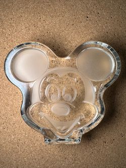 Disney Mickey Mouse Paperweight Glass Head Desk Disneyland Clear frosted icon