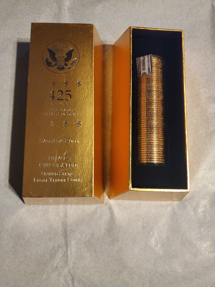 425 Net Grams Sealed Ballistic Roll $1 Uncirculated Presidential Coins