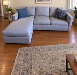 Gray Crate& Barrel Fabric Sectional Sofa with Chaise