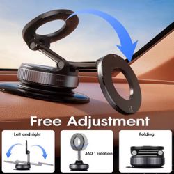 📱 Car Phone Magnetic Stand – Strong Vacuum Suction | 360° Rotation | Universal Holder