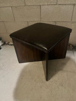 Brown Leather-Look Ottoman