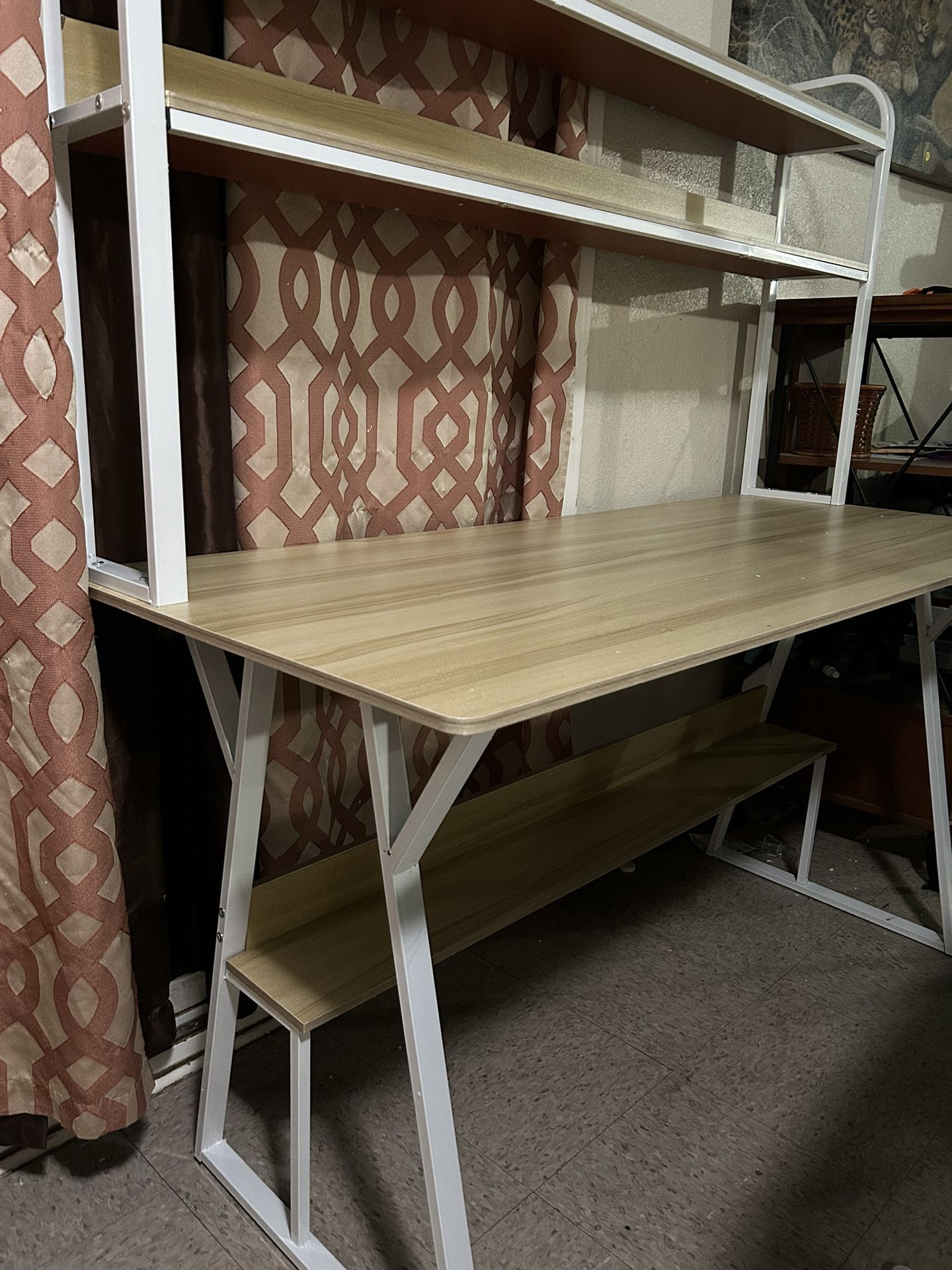 Sewing Crafting Wide Table with Shelves