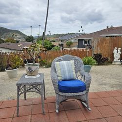 Wicker Rocking Chair & Table