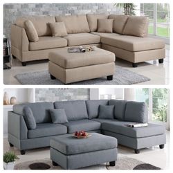 Reversible Sectional Sofa (Sand or Gray)