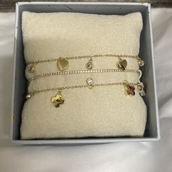 Gold Charm Bracelet Set 