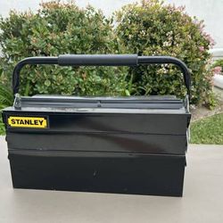 Stanley Tool Box (Black Metal) Cantilever Hinges Multi-Tiered Trays