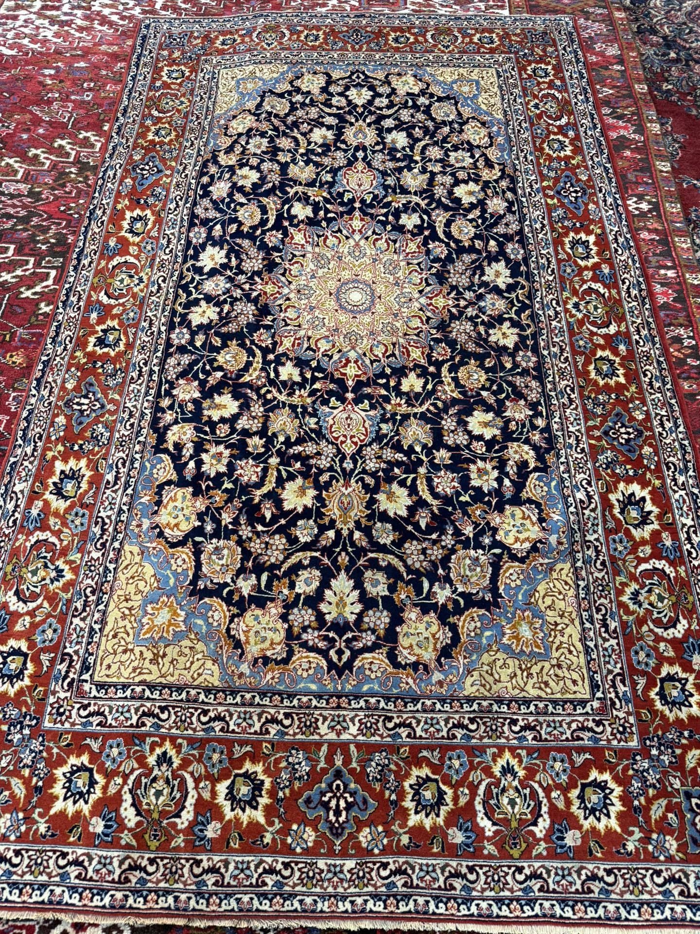 4’.10” X 8’.5” Super Fine Authentic Persian Hand Knotted Isphahan rug Wool/Silk