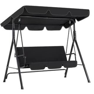 🔥Brand new in Box 🔥3-Person Steel Frame Outdoor Patio Porch Swing Chair in Black with Adjustable Canopy 💰80$