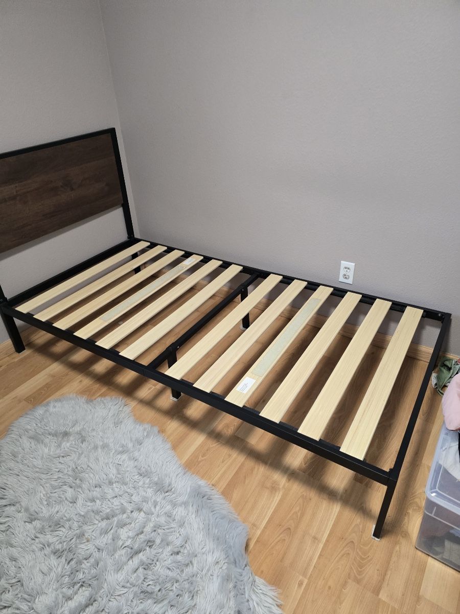 Wooden And Metal Twin Bed Frame