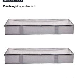Amazon Basics Under Bed Fabric Zipper Blanket Storage Container Bags with Window and Handles