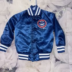 Vintage Chicago Cubs Sateen Bomber Jacket Youth Chalk Line Sz 2 Toddler Made USA