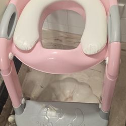 Fedicelly Potty Training Seat Ladder Girls, Toddlers Potty Chair, Kids Toilet Seat (Gray/Pink)