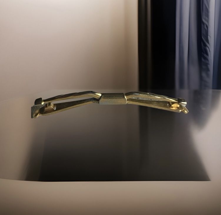 Art Deco Bar Slide On Collar Clip Nu-Lok Gold Tone Pat. 1849020