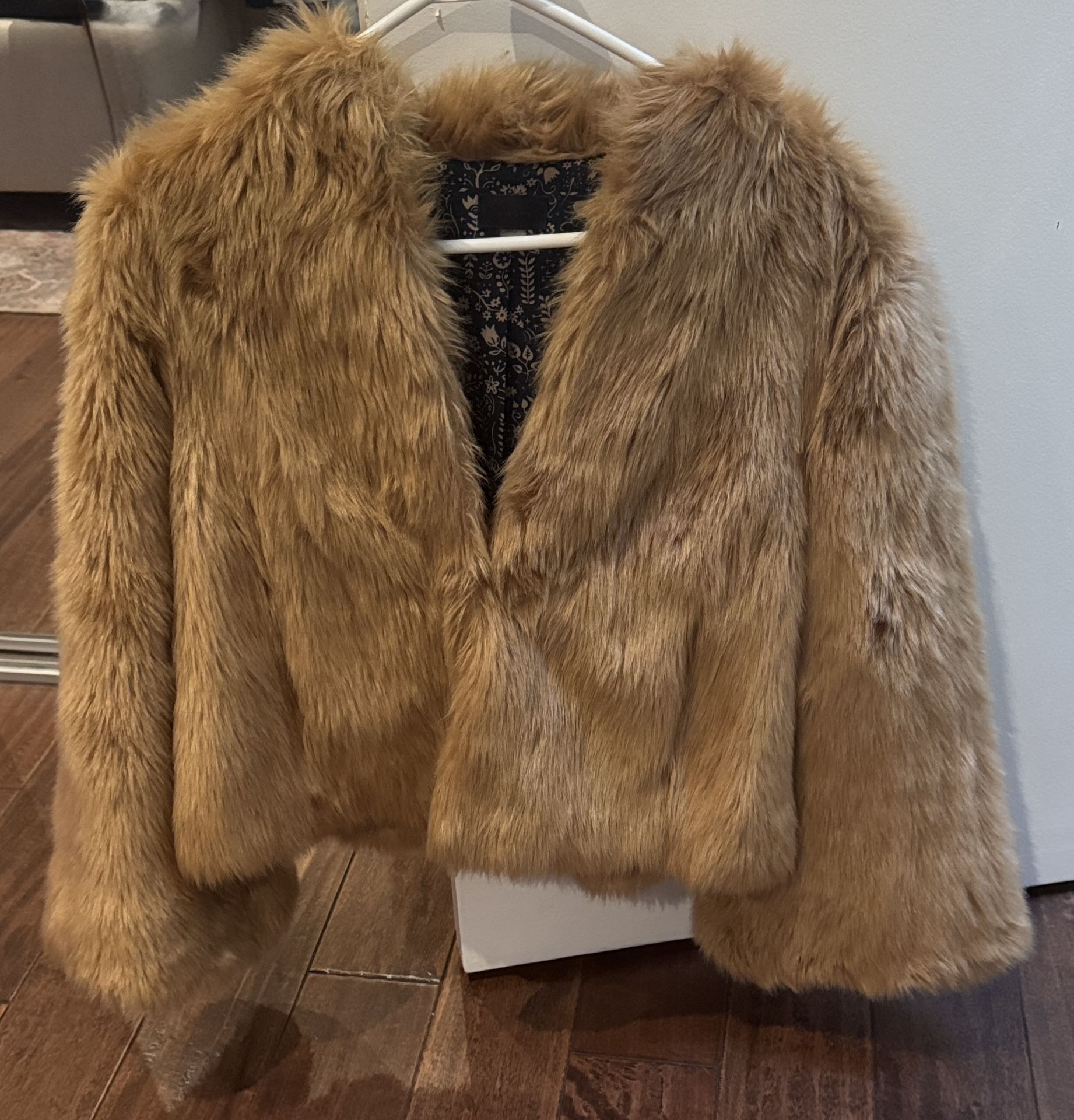 Mother Cropped Swing Faux Fur Jacket
