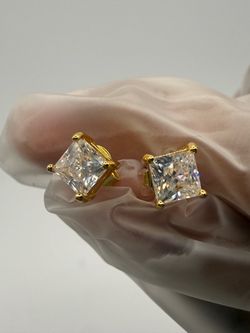 VVS1 Moissanite Earrings Princess Cut 1 Carat 14k plated