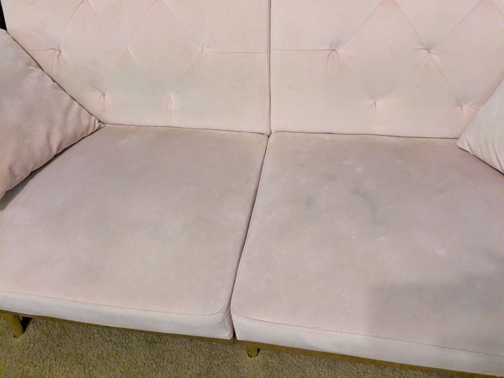 Small Pink Couch with 2 Pillows 