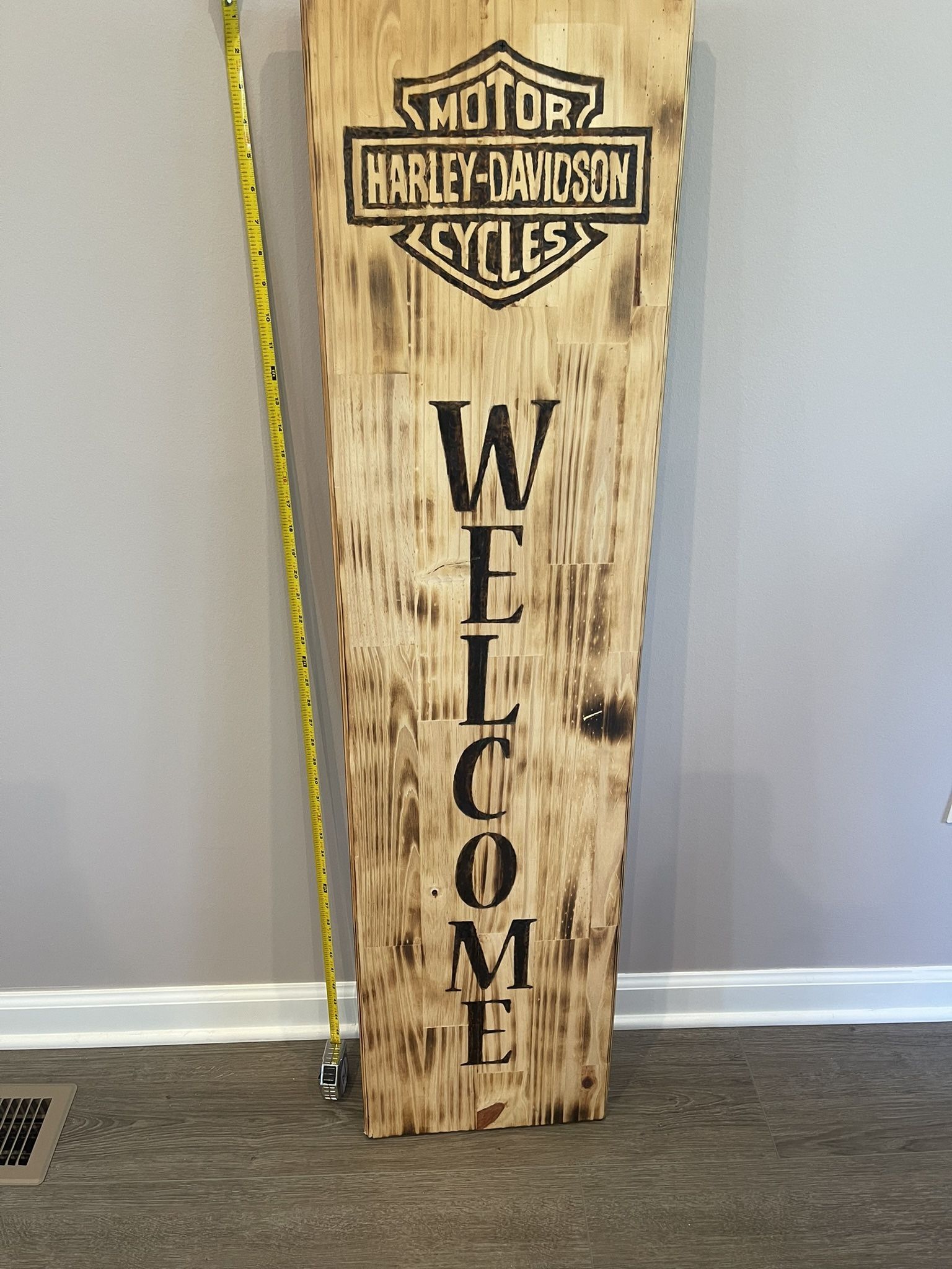 Custom Harley-Davidson Wooden Welcome Sign