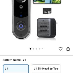 Doorbell Camera Wireless 1080P, No Monthly Fee, Video Doorbell with Chime, 32GB SD/Cloud Storage,Night Vision, Motion Detection,2 Way Audio, IP66 Weat