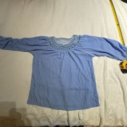 Women’s Blue Crochet Blouse EyeShadow Large 