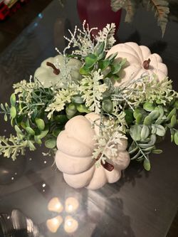 White Pumpkin Floral Centerpiece Arrangement