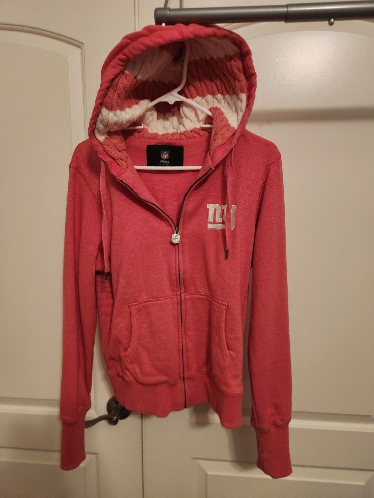 Woman's Pink NFL New York Giants Sweater/Hoodie With Zipper