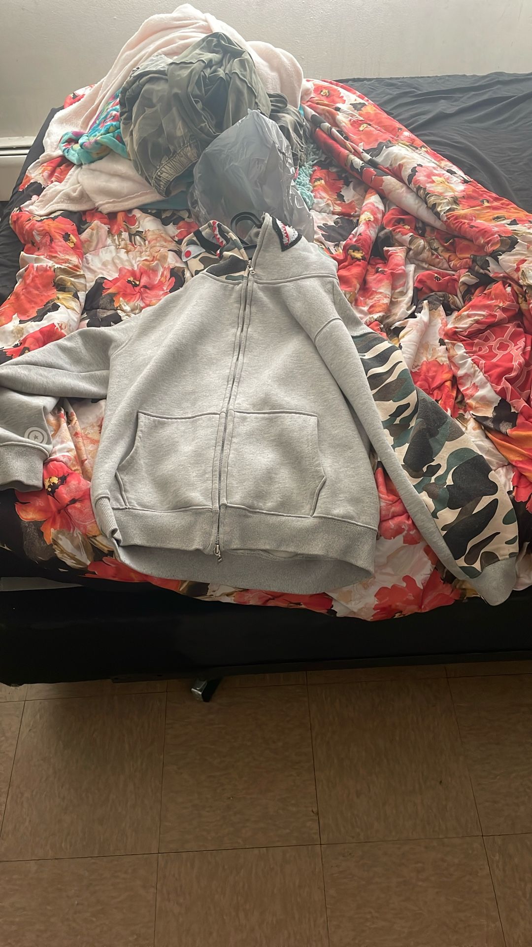 gray BAPE hoodie