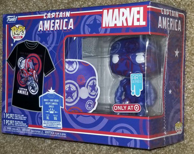 Marvel Captain America XL tshirt and Funko Pop