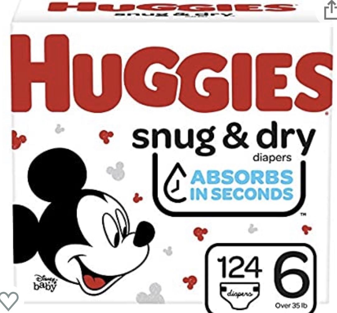Huggies Snug & Dry Baby Diapers, Size 6, (124) TOTAL One Month NEW