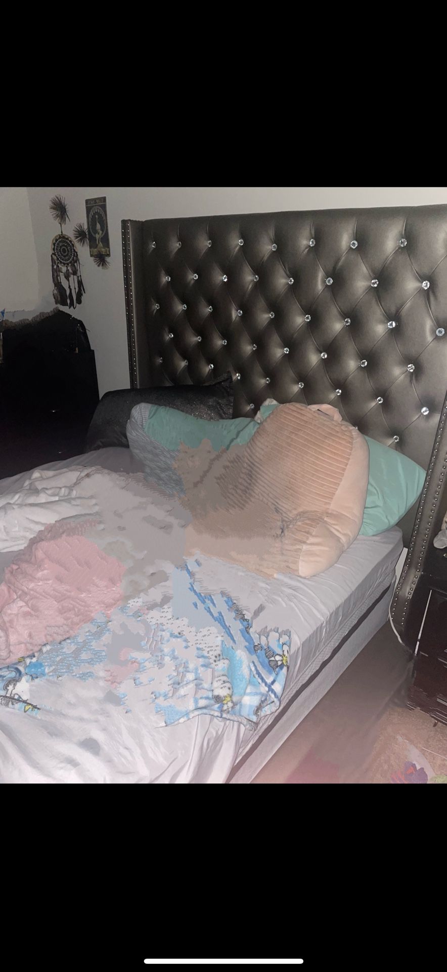 queen bed fram and metal box spring 