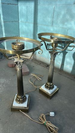 Pair of Brass Cambridge column lamps